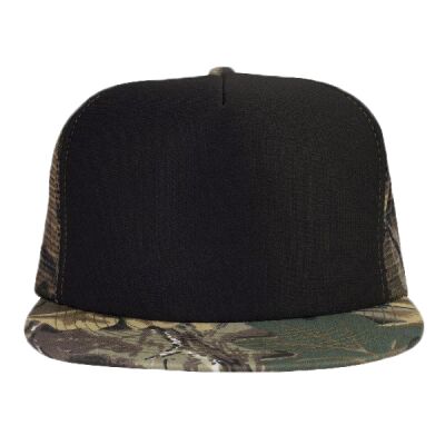 OTTO Polyester Foam Front Camouflage Cotton Twill Round Flat Visor "OTTO SNAP" Five Panel High Crown Mesh Back Trucker Snapback Hat Thumbnail