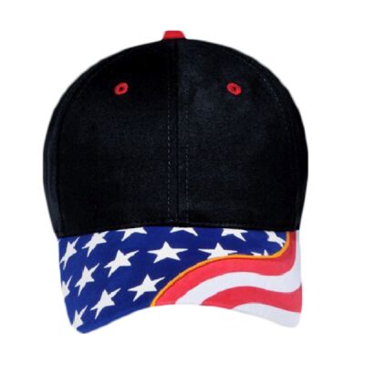 OTTO United States Flag Pattern w/ Yellow Ribbon Visor Ultra Fine Brushed Superior Cotton Twill Six Panel Low Profile Baseball Cap Thumbnail