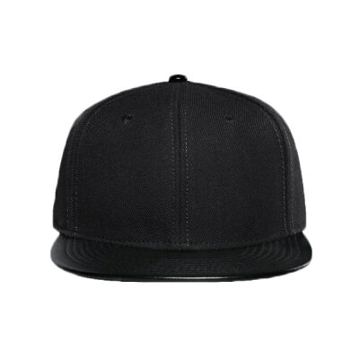 OTTO Wool Blend Twill w/ Faux Leather Round Flat Visor "OTTO SNAP" Six Panel Pro Style Snapback Hat Thumbnail