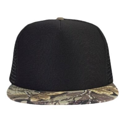OTTO Polyester Foam Front Camouflage Cotton Twill Round Flat Visor "OTTO SNAP" Five Panel High Crown Mesh Back Trucker Snapback Hat Thumbnail
